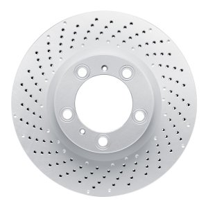 Porsche Cayman Brake Rotor (1) - Left Front - R1 Concepts - GEOSPEC Coated Rotor - Drilled - `09-`23